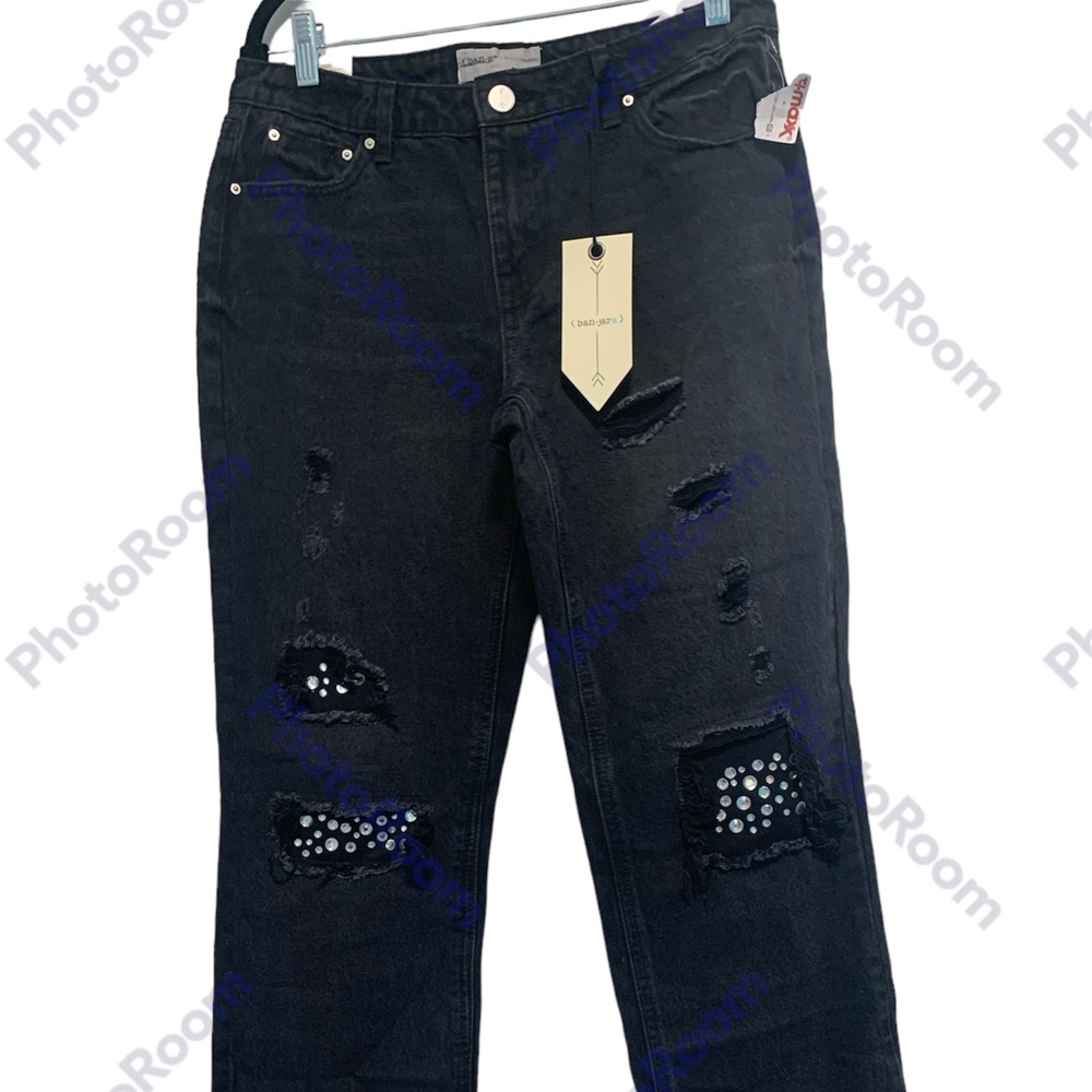 NWT Ban.Jara Distressed Straight Leg Black jeans Size 9
